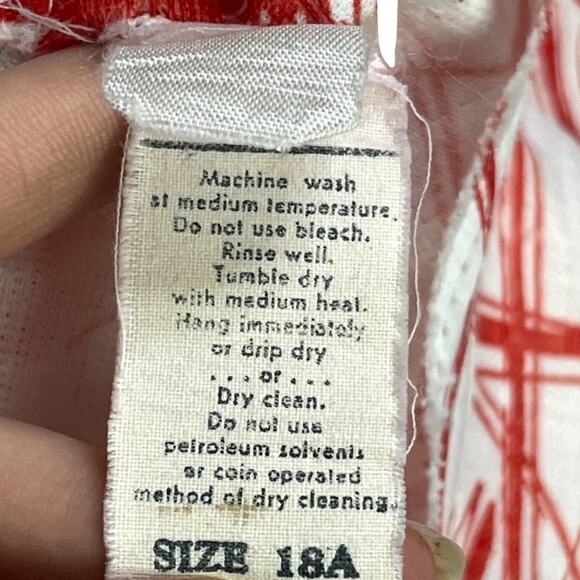 Vintage 60s Orange White Abstract Atomic Short Sleeve Shift Day Dress Large Mod - Picture 7 of 7